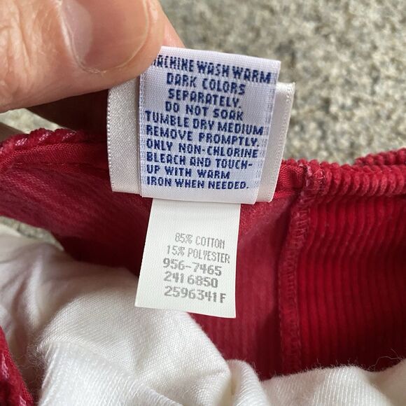 Vintage 80s Oshkosh Corduroy Jumper Dress & Top 6 Red Embroidered Flower - Picture 10 of 14